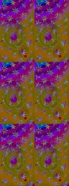 Kahverengi ve mor renklerde. Çiçekli tebrik kartı. Çiçek arkaplan. Doğum günü kartı ya da düğün davetiyesi. Raster illüstrasyonu. Suluboya çiçek buketi.