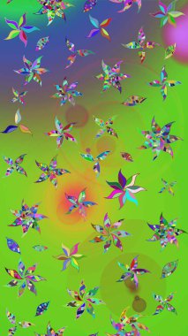 Yeşil renklerde. Raster illüstrasyonu. Çiçekli güzel suluboya desen.