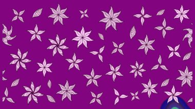 Raster Floral Illustration, Asyalı tekstil. Mor renkli etnik çiçeklerle zarif eskiz deseni.