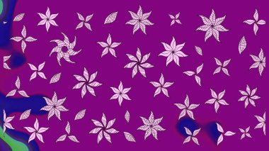 Hint süsü. Raster illüstrasyonu. Çizim kalıbı. Çiçek duvar kağıdı. Mor renklerde. Renkli süs kenarı.