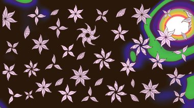 Kahverengi çiçekli eskiz deseni, suluboya çiçek deseni, sevimli çiçek, duvar kağıdı, kart veya kumaş için fayanslı. Raster - stok.