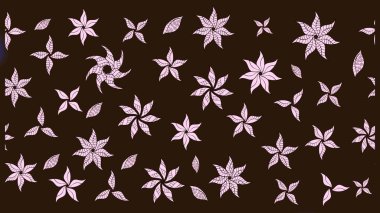 El çizimi çiçekli soyut çizim kalıbı. Raster illüstrasyonu. Kahverengi renkte çiçekler.