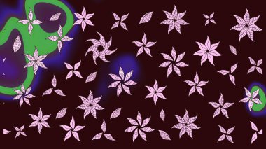 Nakış desenli çiçek deseni. Renkli grunge, soyut arkaplanı colokahverengi çiçeklerle süslüyor. İzler, kumaş, duvar kağıtları, tekstil için raster dokusu.