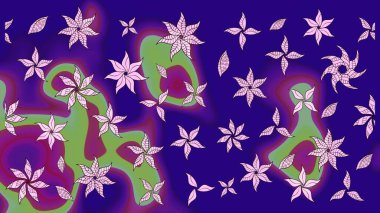 Yaz çiçekleri teması. Mavi renkler. Klasik çiçekler. Suluboya resim taklit Raster çizimi. El çizimi soyut süslü elementler.