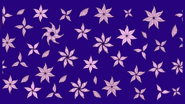 Mavi renkli Asya tekstili. Suluboya çiçekli çiçek deseni. Raster illüstrasyonu.