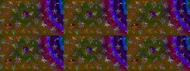 Düz Çiçek Elementleri Tasarımı. Renkli Bahar Teması eskiz kalıbı. Kahverengi ve yeşil renkli çiçekler. Çiçek desenli eskiz, yaz çiçekleri..