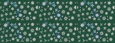 Çok yeşil zarif küçük çiçekler ve yeşil renkli komik böcekler, raster desen, illüstrasyon.