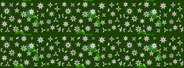 Çiçekli çizim şekli. Yeşil renkli çiçekler. Renkli Bahar Teması eskiz kalıbı. Düz Çiçek Elementleri Tasarımı.