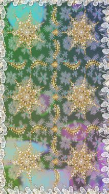 Antika altın tekrarlanabilir duvar kağıdı. Barok tarzında altın çiçek süsü. Damask arkaplanı tekerrür ediyor. Gri renklerdeki altın element.