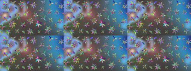 Çiçekli çiçek deseni, suluboya. Mavi ve gri renkte çiçekler. Renkli Bahar Teması eskiz kalıbı. Düz Çiçek Elementleri Tasarımı. Raster illüstrasyonu.