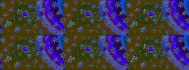 Çiçekli karalama şeklinde Raster çiçek deseni. Nazik, narin çiçek arkaplanı. Kahverengi ve mavi renkte çiçekler.