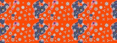 Raster illüstrasyonu. Tekstil veya kitap kapakları, imalat, duvar kağıtları, baskı, hediye paketi ve yapıştırma kitabı için çiçek eskizi geçmişi. Küçük ölçekli çiçeklerdeki basit sevimli desen.