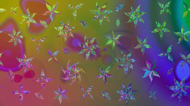 Kahverengi renkte çok kahverengi, zarif küçük çiçekler ve komik böcekler, raster desen, illüstrasyon.