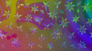 Moda baskıları için zarif bir şablon. Modern çiçek arkaplanı. Halk tarzı. Parlak renkli çiçekleri ve kahverengi yaprakları olan harika bir çiçek deseni..