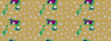 Düz Çiçek Elementleri Tasarımı. Raster illüstrasyonundaki çiçek desenli çizim. Renkli Bahar Teması eskiz kalıbı. Süslü kumaş deseni.