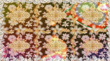 Raster klasik barok çiçeksiz altın desenli. Süslü dekorasyon. Lüks, kraliyet ve Viktorya dönemi konsepti. Altın elementlerle bej renklerde altın desen.