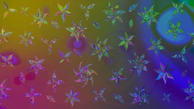 Kahverengi renkli Asya tekstili. Suluboya çiçekli çiçek deseni. Raster illüstrasyonu.