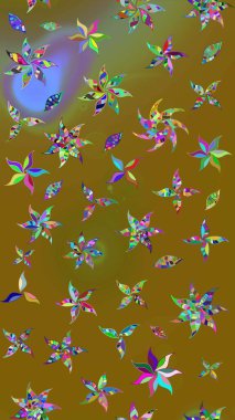 Çiçekler suluboya tarzında kahverengi renkte. Raster illüstrasyonunda çiçek deseni çizimi.