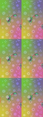 Raster illüstrasyonu. Tarafsız kıvırcık çiçekler tarafsız renklerde şekillenir. Klasik çiçek tasarım elementleri.