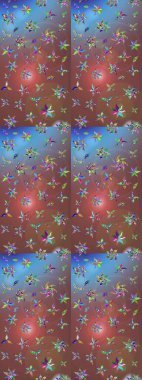 Kahverengi renkte güzel çiçekler, suluboya desenli, duvar kağıdı, kart ya da kumaş için fayanslı eskizler. Raster..