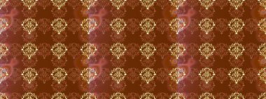 Kahverengi, bej ve pembe renklerde altın element. Doku arka planında altın duvar kâğıdı. Barok tarzında altın çiçekli süs. Damask kusursuz yinelenen arkaplan.