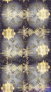 Güzel raster grisi, bej ve nötr kar taneleri renkli bir arkaplanda izole edilmiş. İllüzyon. Kar taneleri, kar yağışı. Düşen Noel stilize kar taneleri.