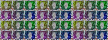 Renkli Bahar Temalı Kusursuz Arkaplan. Düz Çiçek Elementleri Tasarımı. Zentangle soyut çiçekleri. Karalama çiçeği. Güzel kumaş deseni. Raster illüstrasyonu.