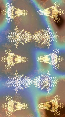 Çiçekler bej, mavi ve nötr renklerde. Çizim çiçek deseni duvar kâğıdı olarak kullanılabilir. Raster illüstrasyonu.