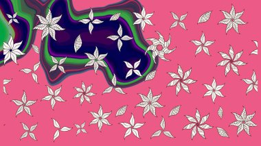 Raster düz çiçek çizim deseni. Pembe renkli çiçekler. Tasarım hediye paketi, tebrik kartları, posterler ve afiş tasarımı.