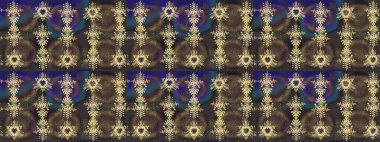 Kahverengi, gri ve mavi renklerde Asya tekstili. Raster illüstrasyonu. Suluboya çiçekli çiçek deseni.