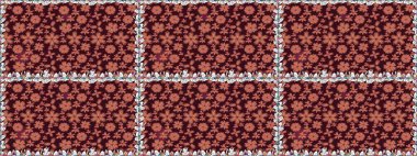 Moda baskıları için zarif bir şablon. Halk tarzı. Parlak renkli çiçekleri ve kahverengi renkli yaprakları olan kusursuz çiçek desenleri. Modern çiçek arkaplanı.