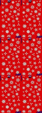 Raster illüstrasyonundaki çiçek desenli çizim. Kırmızı ve nötr renkte çiçekler.