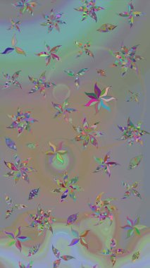 Raster illüstrasyonu. Küçük çiçekli basit bir çiçek çizimi. Moda baskısı, albüm, ambalaj kağıdı ve duvar kağıdı için zarif dekoratif süslemeler. Gri ve bej renkli şirin çiçekler..