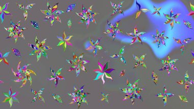 Moda baskısı, albüm, ambalaj kağıdı ve duvar kağıdı için zarif dekoratif süslemeler. Küçük çiçekli basit bir çiçek çizimi. Raster illüstrasyonu. Gri renkte şirin çiçekler.