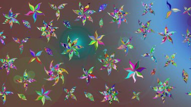 Kahverengi renkte yaz çiçekleri. Raster illüstrasyonu. Raster çiçek desenli ve çiçekli..