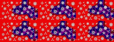 Çiçek deseni. Kırmızı renkte çiçek çizimi. Şatafatlı bahar bahçesi dokusu. Raster illüstrasyonu. Kırmızı renkte çiçekler.