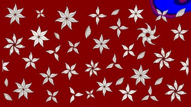 Raster deseni. Raster illüstrasyonu. Kibarca, kırmızı renkte bahar çiçekleri. Patlayan çiçekler soyut yerleştirilmiş.