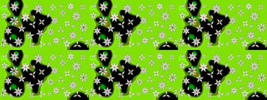 Küçük renkli çiçekler. Yeşil çiçekli bahar çiçekleri. Moda baskıları için zarif bir şablon. Küçük çiçekte güzel bir desen. Motley illüstrasyonu.