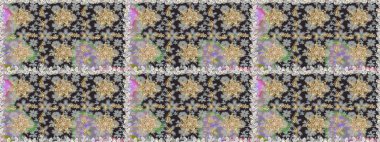 Raster illüstrasyonu. Tekrarlayan elementlerle soyut arkaplan oluşturun. Gri renkler ve altın elementler üzerinde altın pürüzsüz desen. Kusursuz, klasik altın desen..