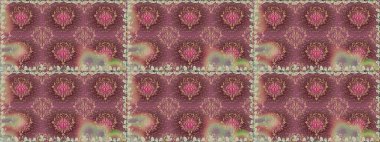 Soyut çiçek desensiz arkaplan. Raster illüstrasyonu. Raster deseni. Küçük çiçekteki sevimli çiçek deseni. Kahverengi renklerde.