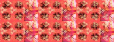 Pembe, turuncu ve kırmızı renkli kristal kar tanesi. Raster illüstrasyonu.