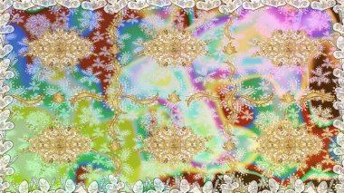 Klasik raster şablonu. Tekrarlayan elementlerle kusursuz soyut arkaplan. Tarafsız ve altın desenli.