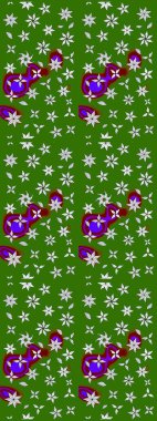 Raster illüstrasyonundaki çiçek desenli çizim. Yeşil ve nötr renkte çiçekler.