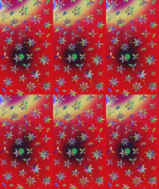 Çizgi çizimi kalıbı. Şirin çiçekler. Raster Moda kumaş deseni.