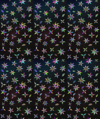 Raster illüstrasyonundaki çiçek desenli çizim. Düz Çiçek Elementleri Tasarımı. Süslü kumaş deseni. Renkli Bahar Teması çizim şablonu.