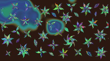 Çiçek arkaplan. Raster illüstrasyonu. Renkli çizim kalıbı. Kahverengi renkli şirin tekstil. Çiçek duvar kağıdı.
