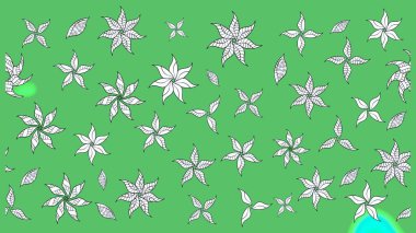 Miles Fleur, süslü püslü bir süs. Kumaş, tekstil, duvar kağıdı baskısı için. Raster illüstrasyonu. Tomurcukları papatya çiçekleri olan sevimli bir çiçek deseni. Eski usul. Taslak arkaplan.