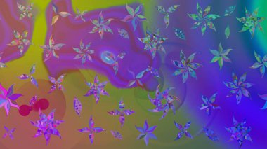 Mor renkli çiçekler. Sevimli çiçek raster deseni. Renkli Bahar Teması eskiz kalıbı. Düz Çiçek Elementleri Tasarımı.