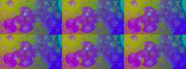 Raster illüstrasyonundaki çiçek desenli çizim. Suluboya tarzında mor renkte çiçekler.