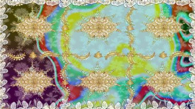 Raster altın çiçek süsü brokar kumaş ve cam desenli. Çiçek desenli altın metal. Tarafsız renkler ve altın elementler. Kusursuz altın desen.